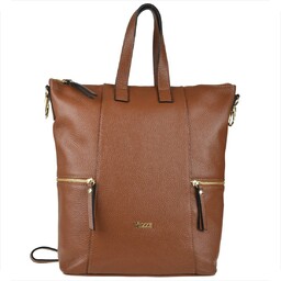 Vezze torebko-plecak w kolorze brąz camel XL złote