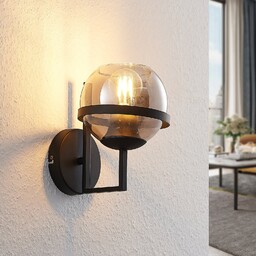 Lampa Ścienna Lindby, Marinka, ściemnialny, czarny, salon, metal,