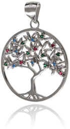 Elegancki rodowany srebrny wisiorek drzewo życia tree of