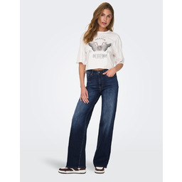 ONLY JEANSY MOM JEANS WYSOKI STAN GRANATOWE PRZETARCIA