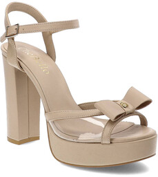 Chebello Beżowe Sandały Eleganckie Buty Ze Skóry