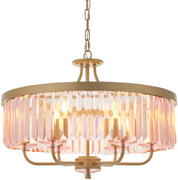 Żyrandol kryształkowy L&-191942 Light& szkło różowe szampański