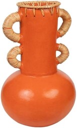 Romimex Naturalny pomarańczowy wazon ceramiczny rattanowy 20 x