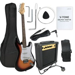 V-TONE Gitara elektryczna ESST39 SB Zestaw + Wzmacniacz