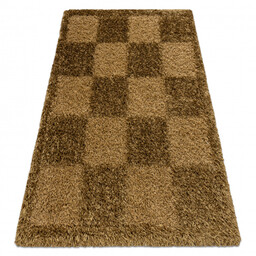 Dywan SHAGGY NEVADA Szachownica gold 300 złoty 80x150