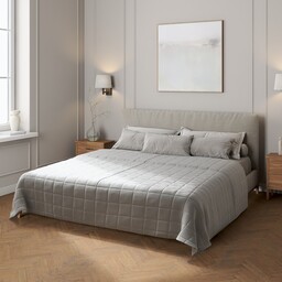 Narzuta pikowana w kratę, ciemno szary welwet, Ingrid