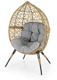 Fotel ogrodowy Oskar. rattan syntetyczny naturalny, tkanina jasny