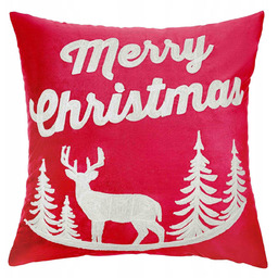 Poszewka 45 x 45 Świąteczna Renifer Czerwony