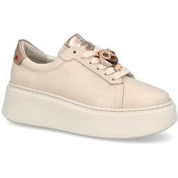 Sneakersy skórzane z ozdobą - CHEBELLO 4411 JASNY