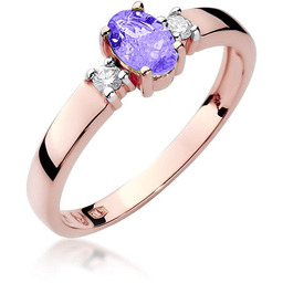 Złoty pierścionek Tanzanit 0,40ct różowe złoto pr. 585