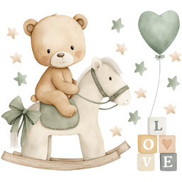 Naklejka miś na koniku