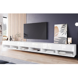 Szeroka szafka RTV 300 cm biały połysk Lowboard