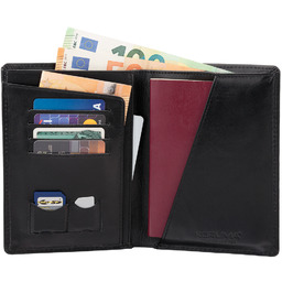 Portfel Skórzany Podróżny RFID Karty Zbliżeniowe Dokumenty Czarny