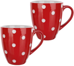Banquet Zestaw ceramicznych kubków KROPKI czerwony 400 ml