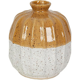 Romimex Wazon żółty biały ceramiczny 19 x 22