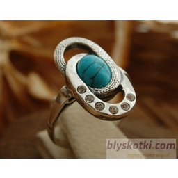 SARDYNIA - srebrny pierścionek z turkusem i kryształkami
