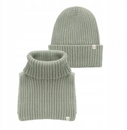 Komplet bawełniany Czapka i Komin Yosoy Khaki 3-6
