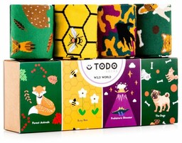Todo Socks Zestaw prezentowy kolorowych skarpet WILD WORLD