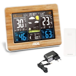 ADE WS1703 Stacja pogodowa z czujnikiem zewnętrznym, drewniana