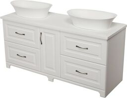 Szafka łazienkowa biała 150cm FINEA z dwiema umywalkami