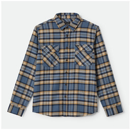 koszula BRIXTON - Bowery Flannel Azure Blue/Washed Navy/Sand