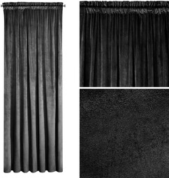 Zasłona 135 x 270 Dekoracyjna Velvet Rosa Czarna