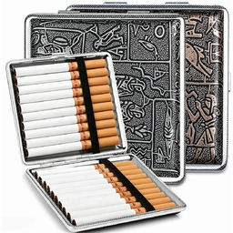 Papierośnica metalowa skórzana 2 sztuki etui na 20