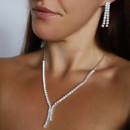 Zestaw biżuterii ślubnej naszyjnik i kolczyki cyrkonia