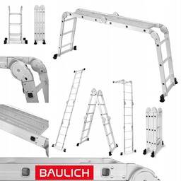 Drabina aluminiowa składana przegubowa wielofunkcyjna 4x3 podest Baulich