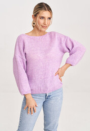 Sweter damski z rękawem 3/4 fioletowy M993 rozmiar