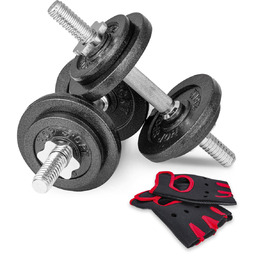 Hantle żeliwne 2x10kg z rękawiczkami