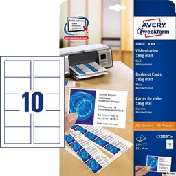 Wizytówki Avery Zweckform C32010-25 85x54 25 ark białe,