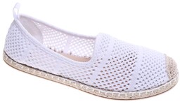 Białe ażurowe balerinki espadryle