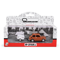 Zestaw Fiat 126p brązowy + przyczepa Niewiadów N250c
