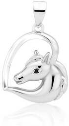 Rodowany srebrny wisior wisiorek serce konik koń horse