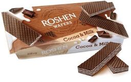 Wafle kakaowe Cocoa&Milk z kremem mlecznym, Roshen, 216g