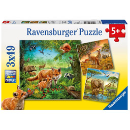 Tiere der Erde Puzzle 3 x 49 Teile