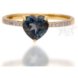 Pierścionek złoty Au 585 Topaz London Blue