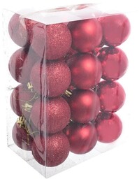 BOMBKI CHOINKOWE CZERWONE 24 SZT.