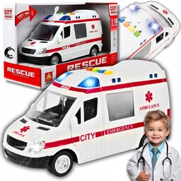 Auto Karetka Pogotowia Ambulans Zabawka Buś Dźwięki Prezent