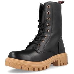 WRANGLER CZARNE BOTKI DAMSKIE SKÓRZANE Z BEŻOWĄ PODESZWĄ