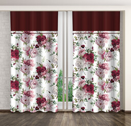 Zasłona na kołach z nadrukiem w peonie ZKML-003