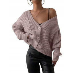 SHEIN SEWTER NA GUZIKI RÓŻOWY DAMSKI CASUAL ŁPG