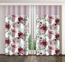 Zasłona na kołach z nadrukiem w peonie ZKML-004