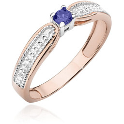 Złoty pierścionek Tanzanit 0,15ct różowe złoto pr. 585