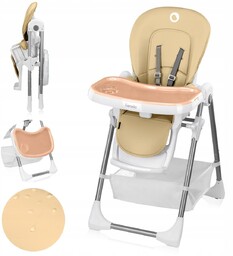 KRZESEŁKO DO KARMIENIA SKŁADANE REGULOWANE Z PASAMI LIONELO