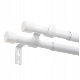 Regulowany Podwójny Karnisz Teleskopowy 120-210 CM Walec Biały