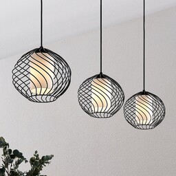 Lampa Wisząca Lindby, Cedrice, ściemnialny, czarny, salon, metal,