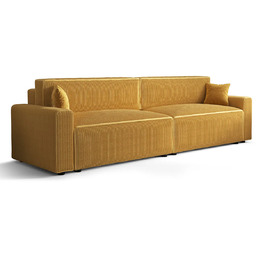 Edinos Musztardowa sztruksowa sofa z funkcją spania G3-D78