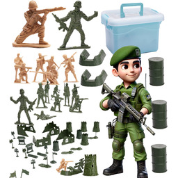 Żołnierzyki Plastikowe zestaw żołnierzyków dla Dzieci WOJSKO Baza